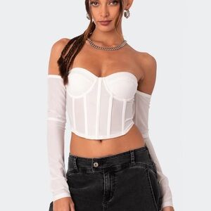White edikted corset with mesh sleeves